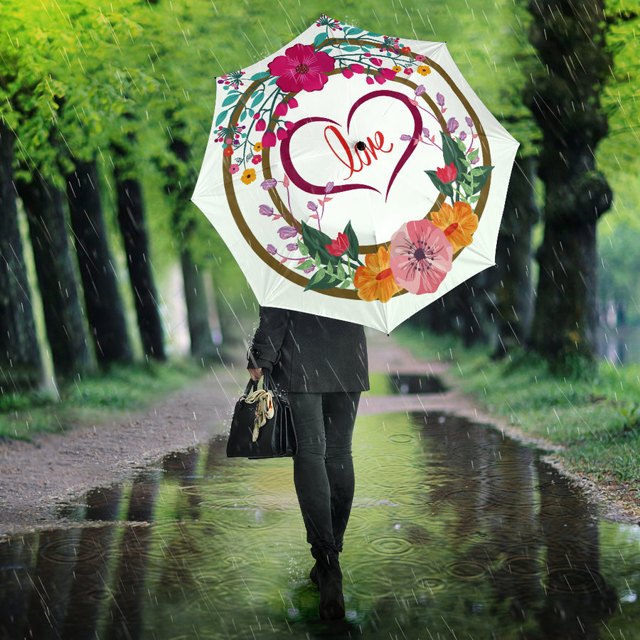 Umbrella-Rain and Spring Flowers