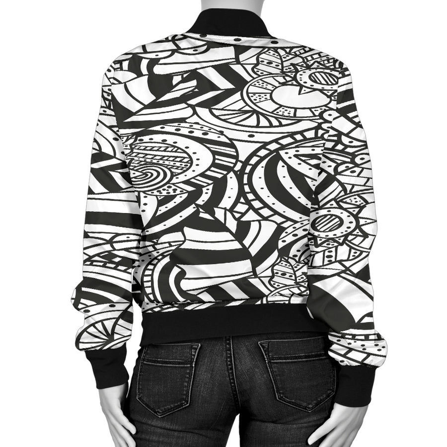 Bomber Jacket-Graphic Black and White