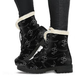 Music-Modern Treble Clef Design Faux Fur Animal Friendly Leather Winter Boots