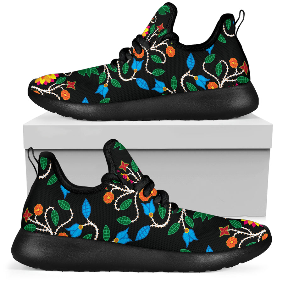 Floral Beadwork Four Clans Mesh Knit Sneakers