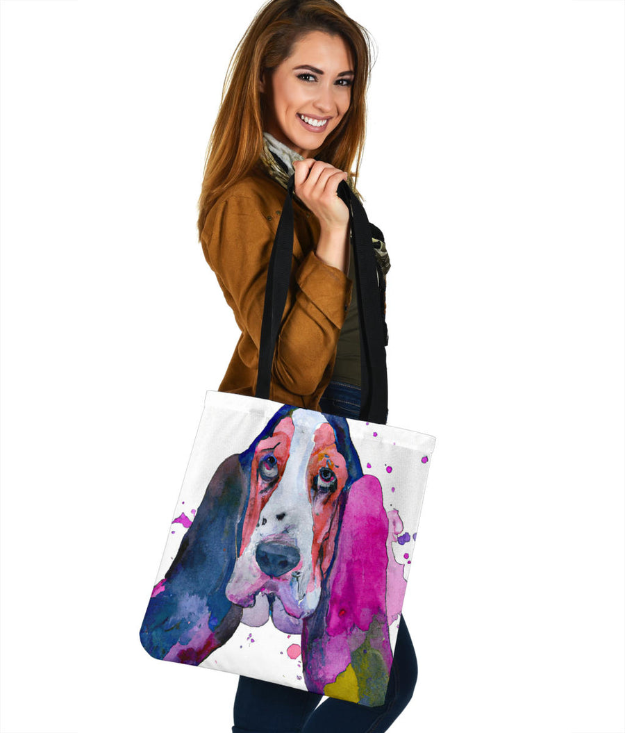 Basset Lovers Watercolor Custom Design Tote Bag