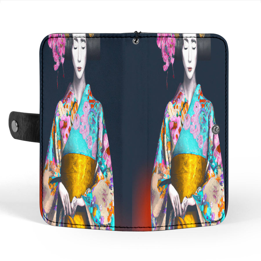 Geisha In Beautiful Flower Kimono Custom Art Design
