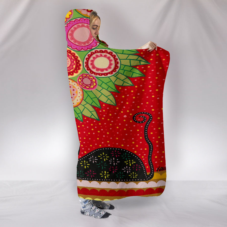 Wearable Blanket "Feline Florist 1" Custom Art Design