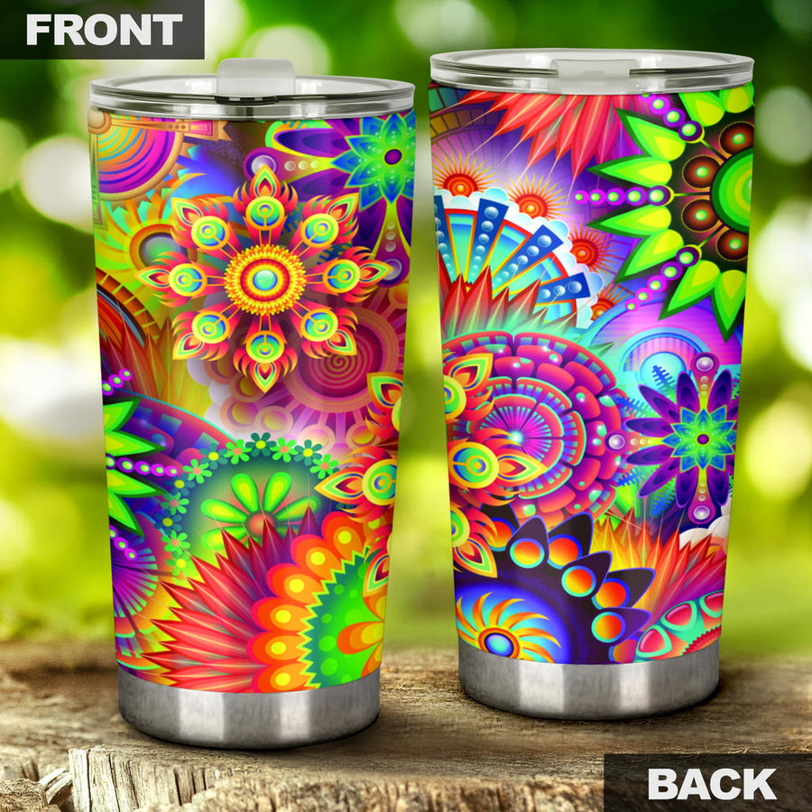 Abstract Bright Floral - Travel Tumbler