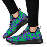 Floral Beadwork Four Clans Teal Mesh Knit Sneakers