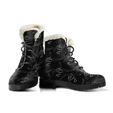 Music-Modern Treble Clef Design Faux Fur Animal Friendly Leather Winter Boots