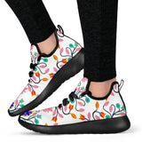 Floral Beadwork Four Clans White Mesh Knit Sneakers
