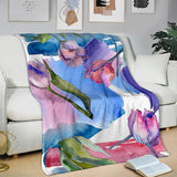 Watercolor Art Spring Tulips Premium Fleece