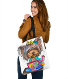Dog Lovers Tote Yorkie Drinking Tea Custom Art Design