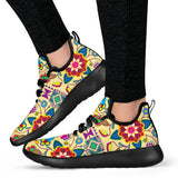 Geometric Floral Winter - Vanilla Mesh Knit Sneakers