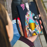 Geisha In Beautiful Flower Kimono Custom Art Design