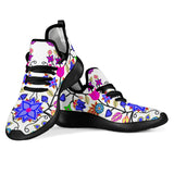 Floral Beadwork Seven Clans White Mesh Knit Sneakers