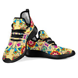 Geometric Floral Winter - Vanilla Mesh Knit Sneakers