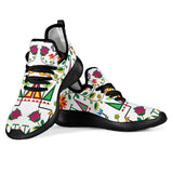 Geometric Floral Summer - White Mesh Knit Sneakers
