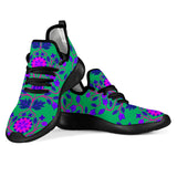 Floral Beadwork Four Clans Teal Mesh Knit Sneakers