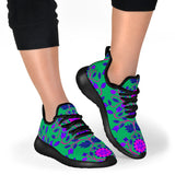Floral Beadwork Four Clans Teal Mesh Knit Sneakers