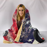 Motorbike With American Flag Hooded Blanket