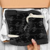 Music-Modern Treble Clef Design Faux Fur Animal Friendly Leather Winter Boots