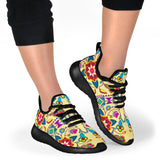 Geometric Floral Winter - Vanilla Mesh Knit Sneakers