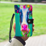 Cow Protective Phone Wallet Custom Art Design Vegan Friendly