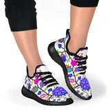 Floral Beadwork Seven Clans White Mesh Knit Sneakers