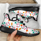 Floral Beadwork Four Clans White Mesh Knit Sneakers