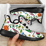 Geometric Floral Summer - White Mesh Knit Sneakers