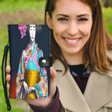 Geisha In Beautiful Flower Kimono Custom Art Design