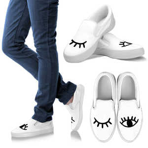 Eyes nude slip on woman's