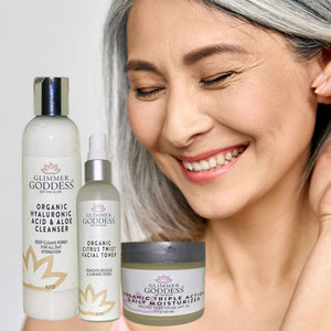 Organic 3 Step Anti-Aging Starter Kit - Cleanse, Tone & Moisturize