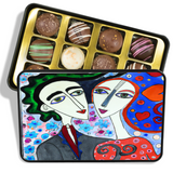 Beautiful Art Couple Artisan Chocolate Truffles, Valentine Day Gift, Keepsake Tin