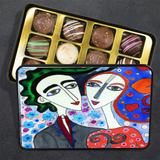 Beautiful Art Couple Artisan Chocolate Truffles, Valentine Day Gift, Keepsake Tin