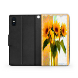 Protective Phone Wallet, Vase of Sunflowers, Gift Custom Design