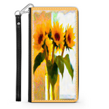 Protective Phone Wallet, Vase of Sunflowers, Gift Custom Design