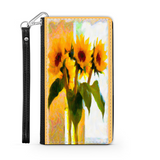 Protective Phone Wallet, Vase of Sunflowers, Gift Custom Design