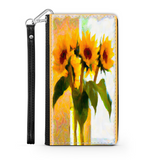 Protective Phone Wallet, Vase of Sunflowers, Gift Custom Design