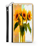 Protective Phone Wallet, Vase of Sunflowers, Gift Custom Design