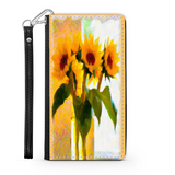 Protective Phone Wallet, Vase of Sunflowers, Gift Custom Design