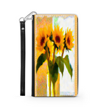 Protective Phone Wallet, Vase of Sunflowers, Gift Custom Design