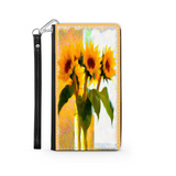 Protective Phone Wallet, Vase of Sunflowers, Gift Custom Design