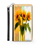 Protective Phone Wallet, Vase of Sunflowers, Gift Custom Design