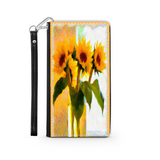 Protective Phone Wallet, Vase of Sunflowers, Gift Custom Design