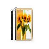 Protective Phone Wallet, Vase of Sunflowers, Gift Custom Design
