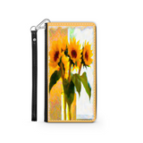 Protective Phone Wallet, Vase of Sunflowers, Gift Custom Design