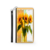 Protective Phone Wallet, Vase of Sunflowers, Gift Custom Design