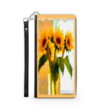Protective Phone Wallet, Vase of Sunflowers, Gift Custom Design