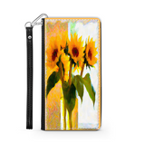 Protective Phone Wallet, Vase of Sunflowers, Gift Custom Design
