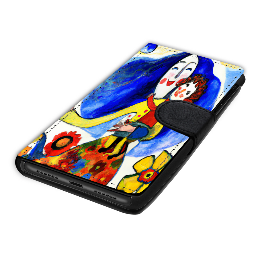 Phone Wallet Joyful Mother and Child Art Custom Design Gift for Mom
