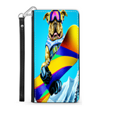 Colorful Pitbull Snowboarding in the Mountains, Phone Wallet Gift for Dog Lover Custom Art Design