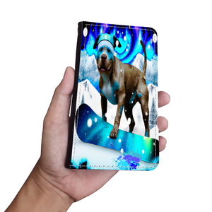 Pitbull Lover's Protective Phone Wallet, Custom Art Design, Gift. Large and Smaller Phones